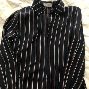 Frame silk blouse. Navy w stripes